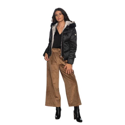 Yes Zee Piumino medio Piumino Donna medio con pelliccia Nero A23-YESZEEJ016QV00-0801-XS - Francavilla Moda